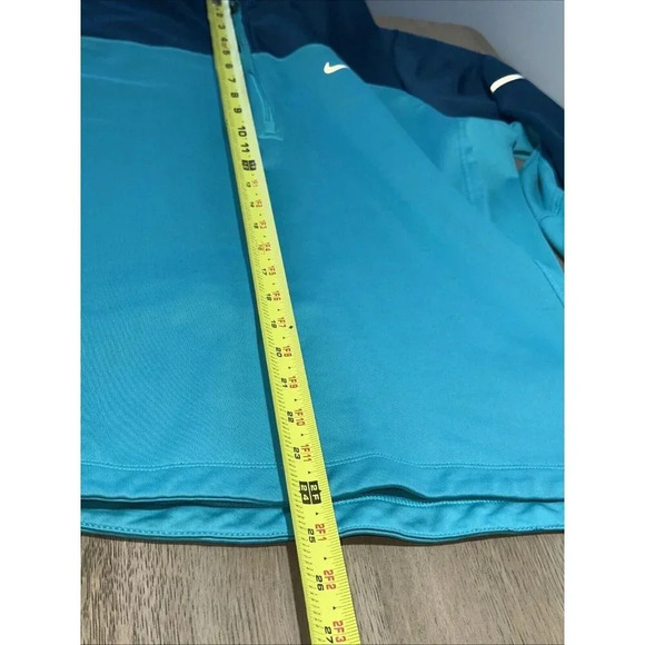 Nike Running Women’s (L) 1/4 Zip Pull Over Dri Fit Teal/Light Green Cap Hoodie - Picture 13 of 16